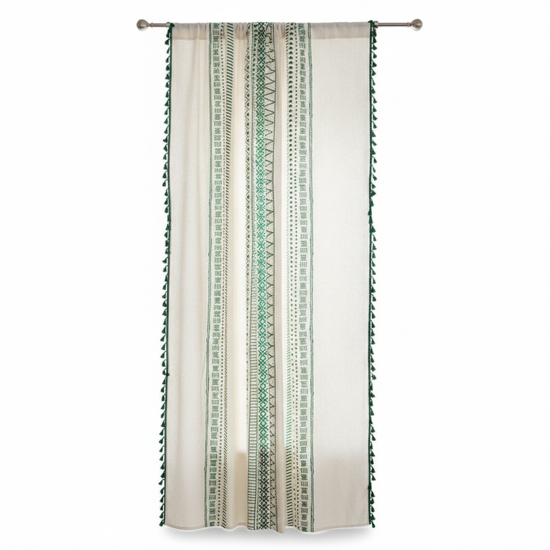 Solstice Loom Curtain Emerald Fern