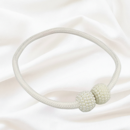 Pearl White magnetic pearl curtain tie-back 2-pack