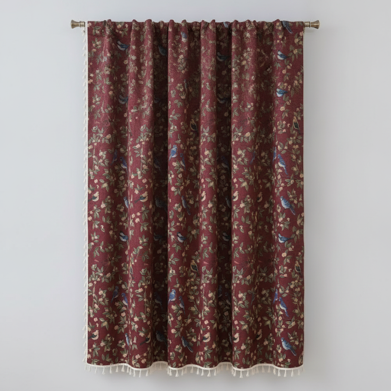 Wildflower Weave Tassel Curtain | Jacquard Fringe, Semi-Shading