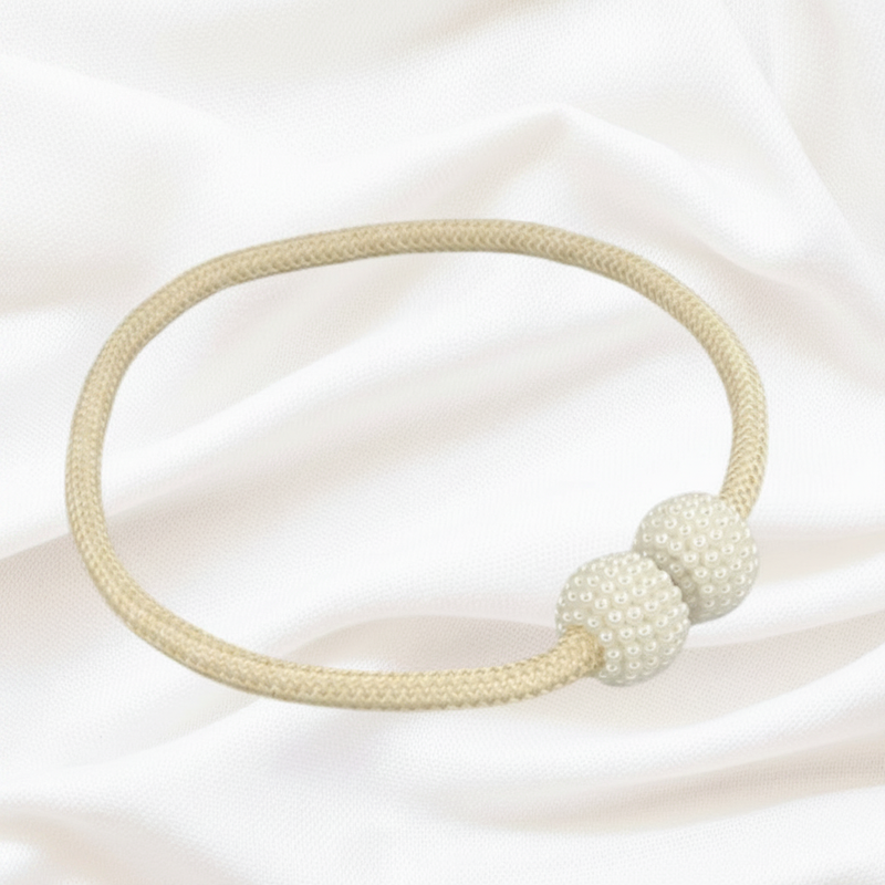 Champagne Gold magnetic pearl curtain tie-back 2-pack