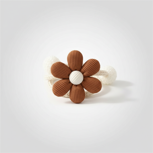 Chestnut Brown whimsical flower curtain tie-back packshot
