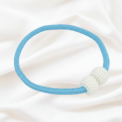 Sky Blue magnetic pearl curtain tie-back 2-pack