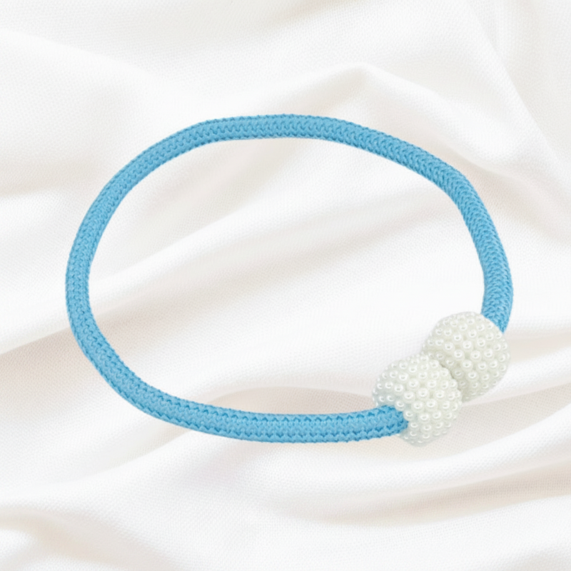 Sky Blue magnetic pearl curtain tie-back 2-pack