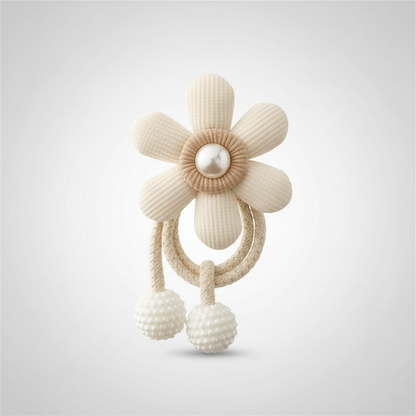 Ivory Cream whimsical flower curtain tie-back packshot