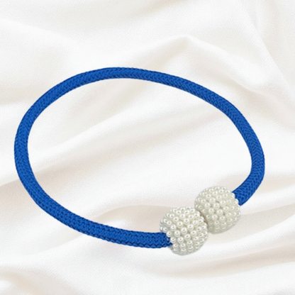 Royal Blue magnetic pearl curtain tie-back 2-pack