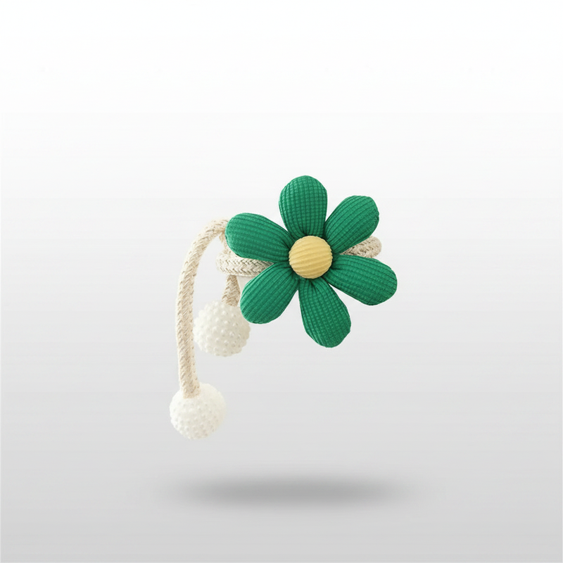 Olive Green whimsical flower curtain tie-back packshot