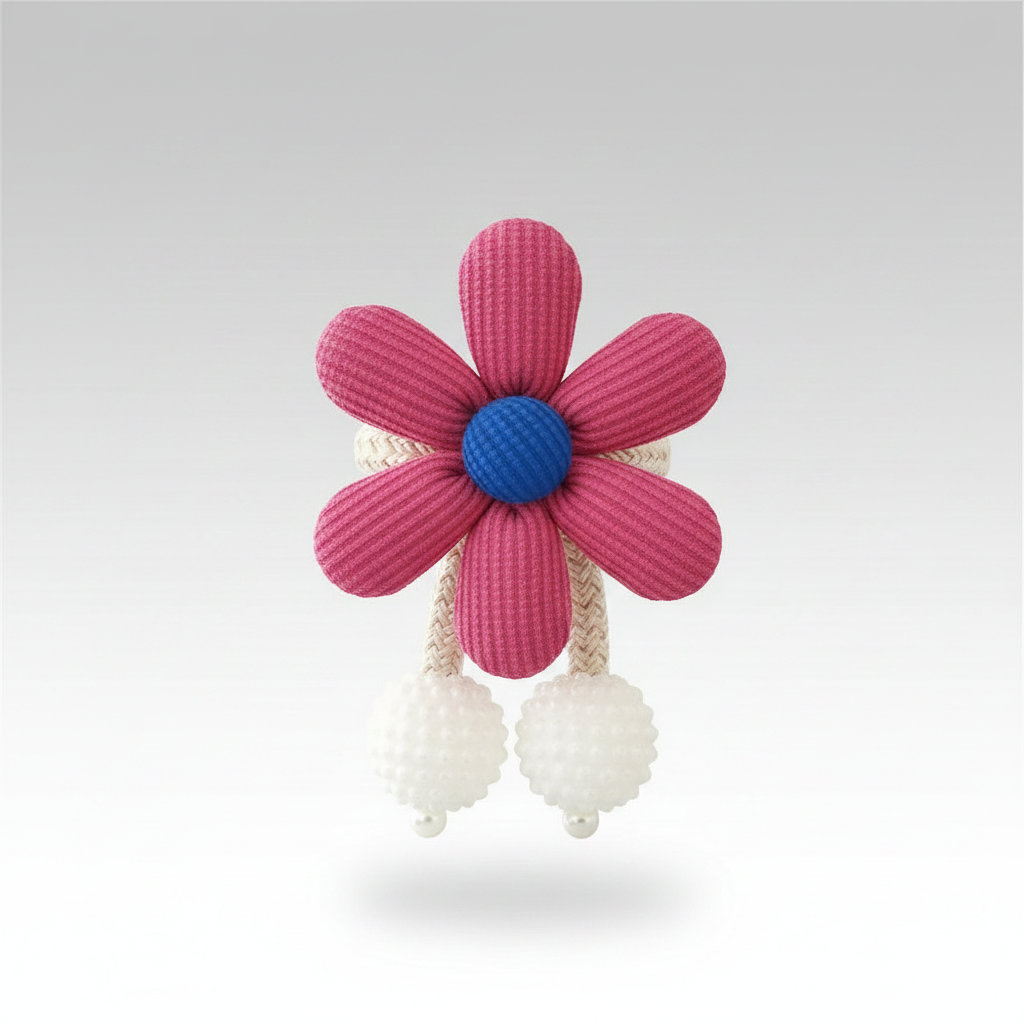 Rose Pink whimsical flower curtain tie-back packshot