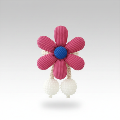 Rose Pink whimsical flower curtain tie-back packshot