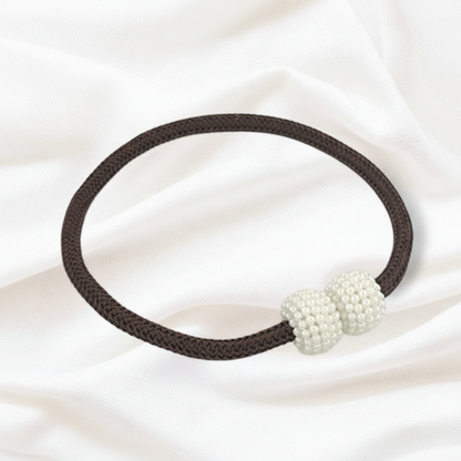 Chocolate Brown magnetic pearl curtain tie-back 2-pack