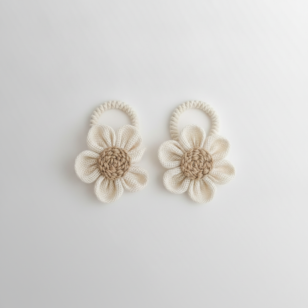 Cream floral hemp curtain tie-backs packshot