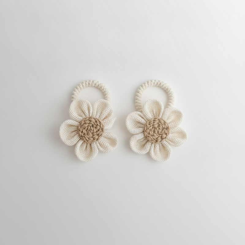 Cream floral hemp curtain tie-backs packshot
