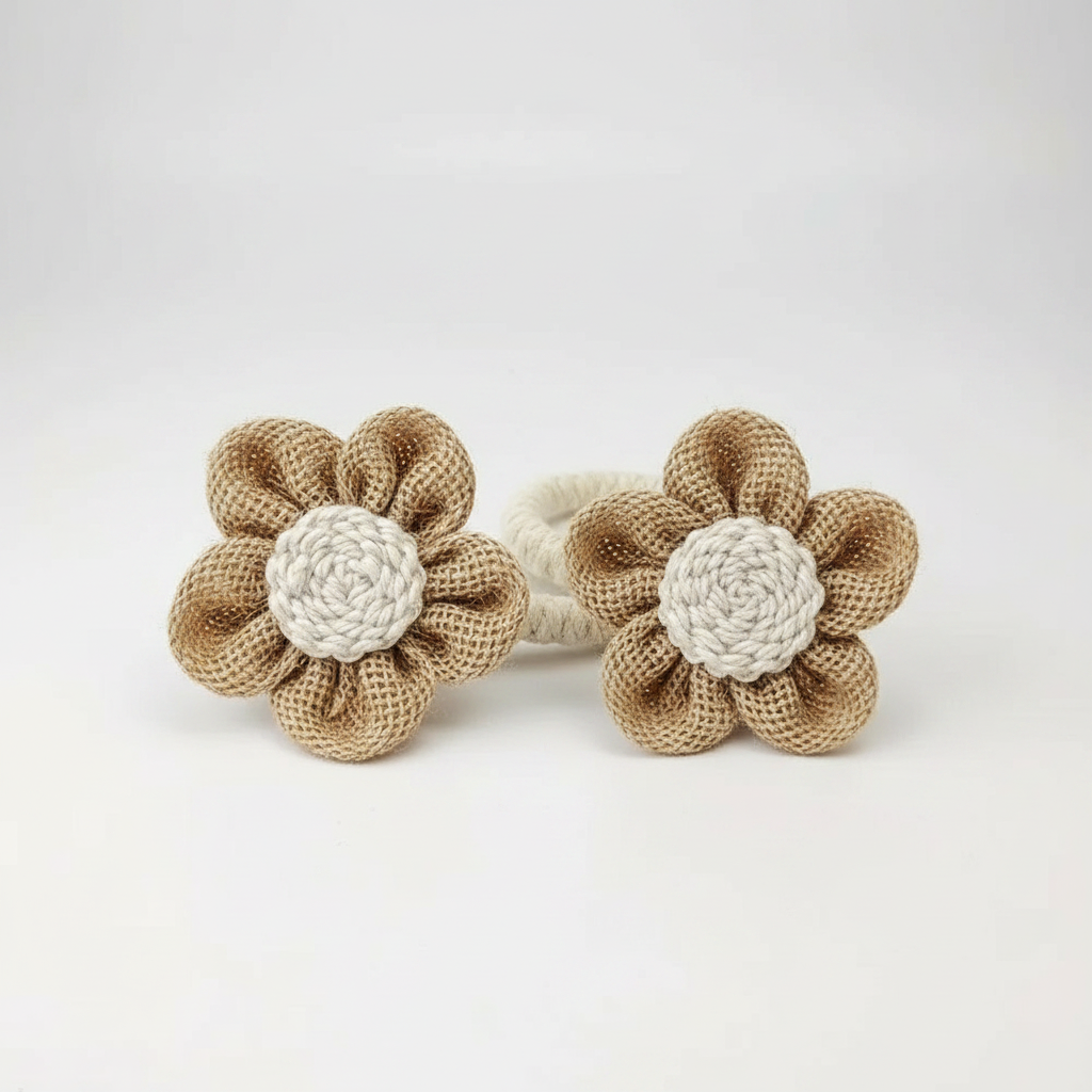 Coffee floral hemp curtain tie-backs packshot