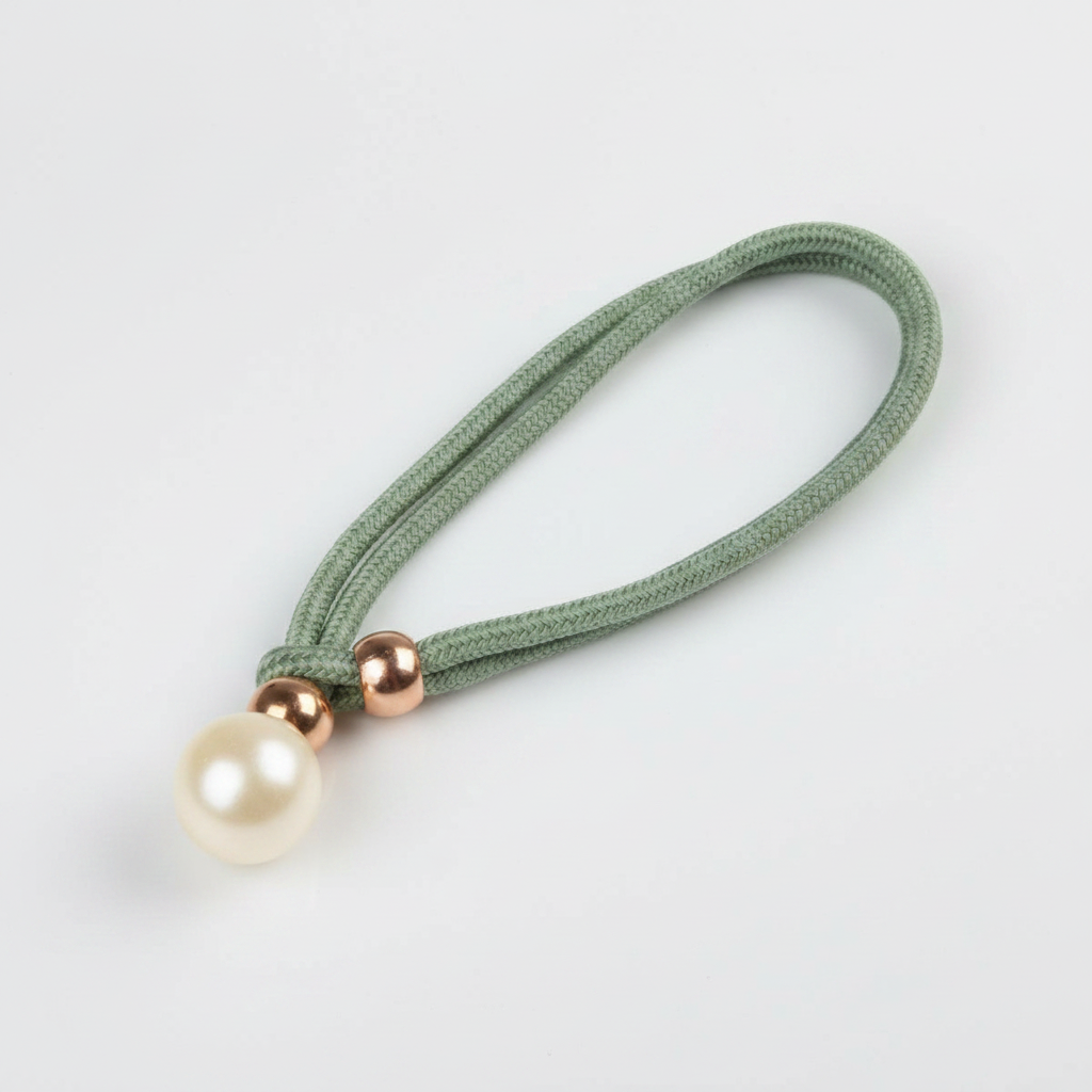 Green lustrous pearl curtain tie-back packshot