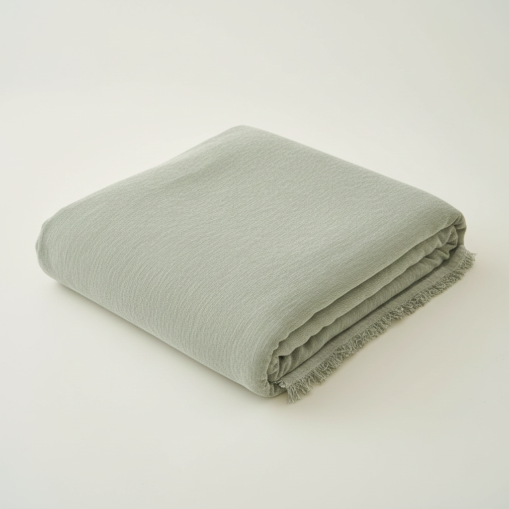 Sage Green Cozy Throw Blanket - folded view