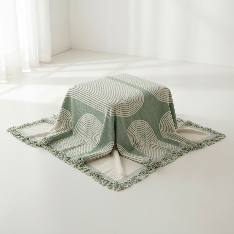 Pistachio Chenille Throw Blanket | Soft Tassels, Cozy Home Decor