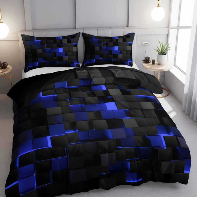GEOMATRIX Duvet Cover Set Blue