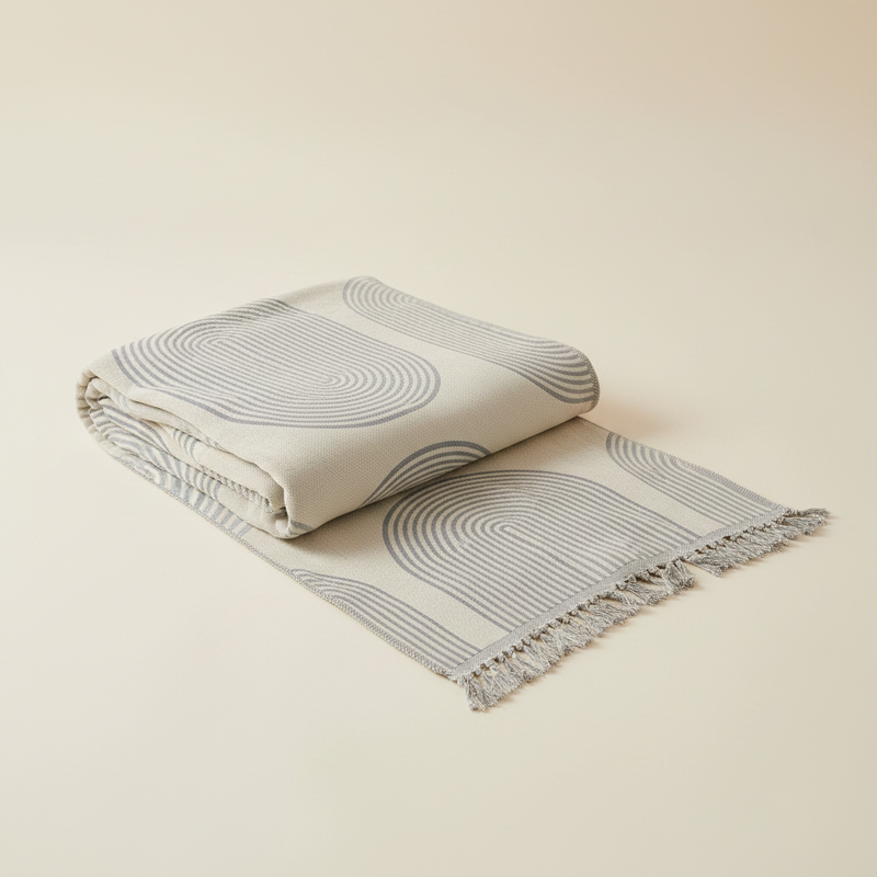 Dusty Grey Chenille Throw Blanket | Soft Tassels, Cozy Decor