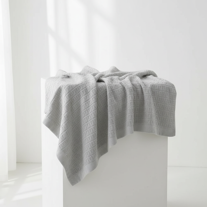 Gray Mist waffle cotton summer blanket draped