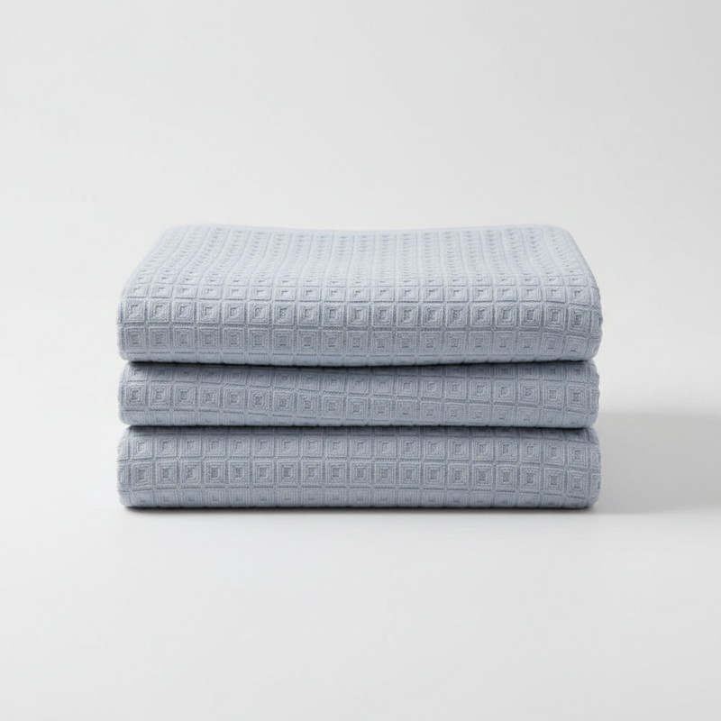 Ocean Dream waffle cotton summer blanket folded