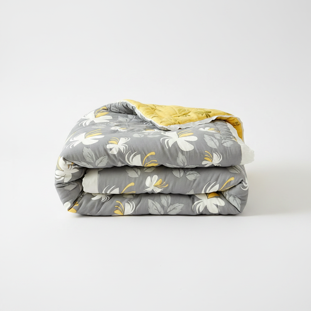 Elegant floral summer blanket folded