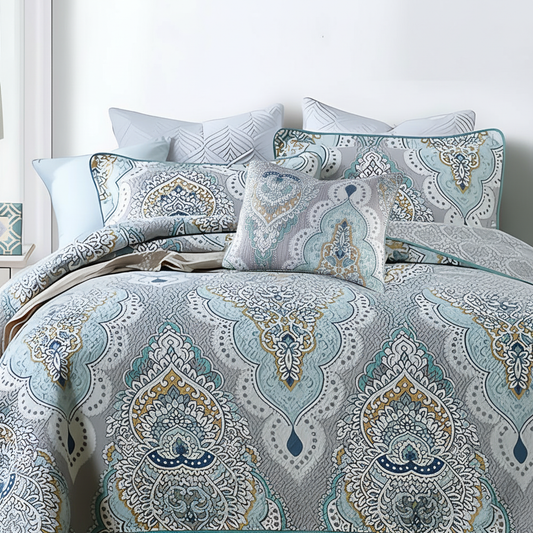 Paisley Aqua Teal Coverlet Set