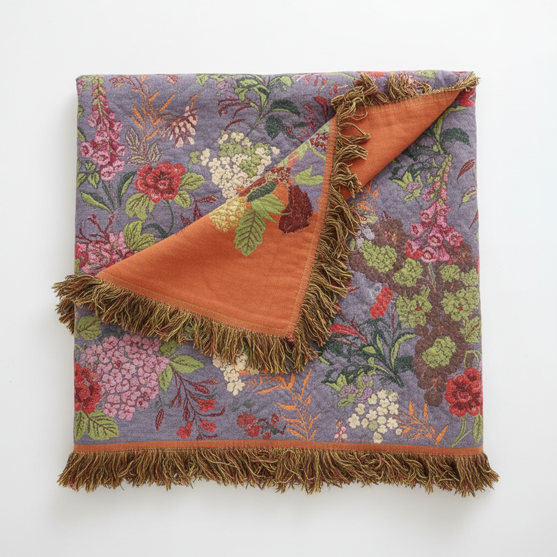 Botanic Floral Cotton Tassel Blanket | Cotton, Tassel Trim