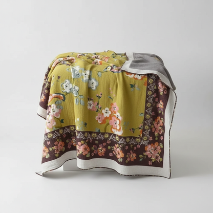 Boho Garden Bird Floral Blanket