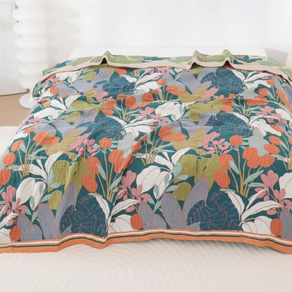 Garden-Inspired Cotton Gauze Blanket