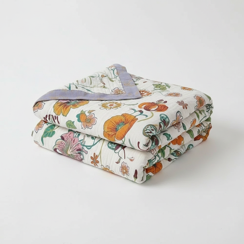 Wildflower Botanical Reverie Cotton Blanket | Cotton, Year-Round