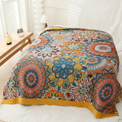 Moroccan Floral Jacquard Cotton Blanket