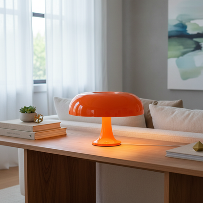 Lucente LED mushroom table lamp on a sideboard