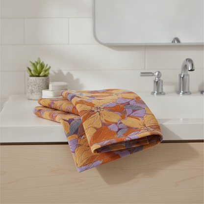 Cotton Gauze Bath Towel | Floral styled in a modern bathroom