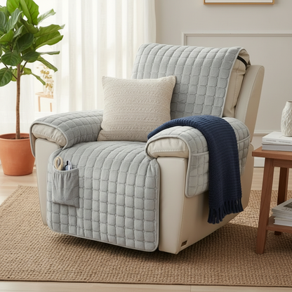 Snug Grid Recliner Chair Cover styled in a modern living room