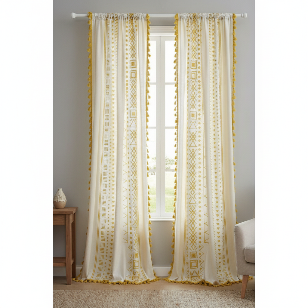 Solstice Loom Curtain lifestyle - hung on window