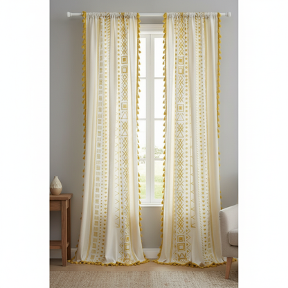 Solstice Loom Curtain lifestyle - hung on window