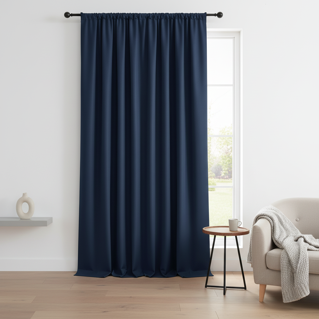 Noiréa thermal blackout curtain hung at a window in a styled room
