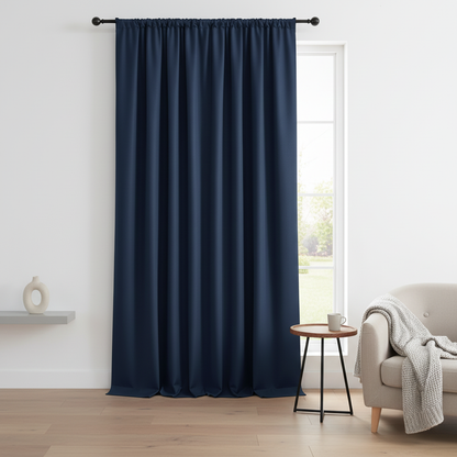 Noiréa thermal blackout curtain hung at a window in a styled room