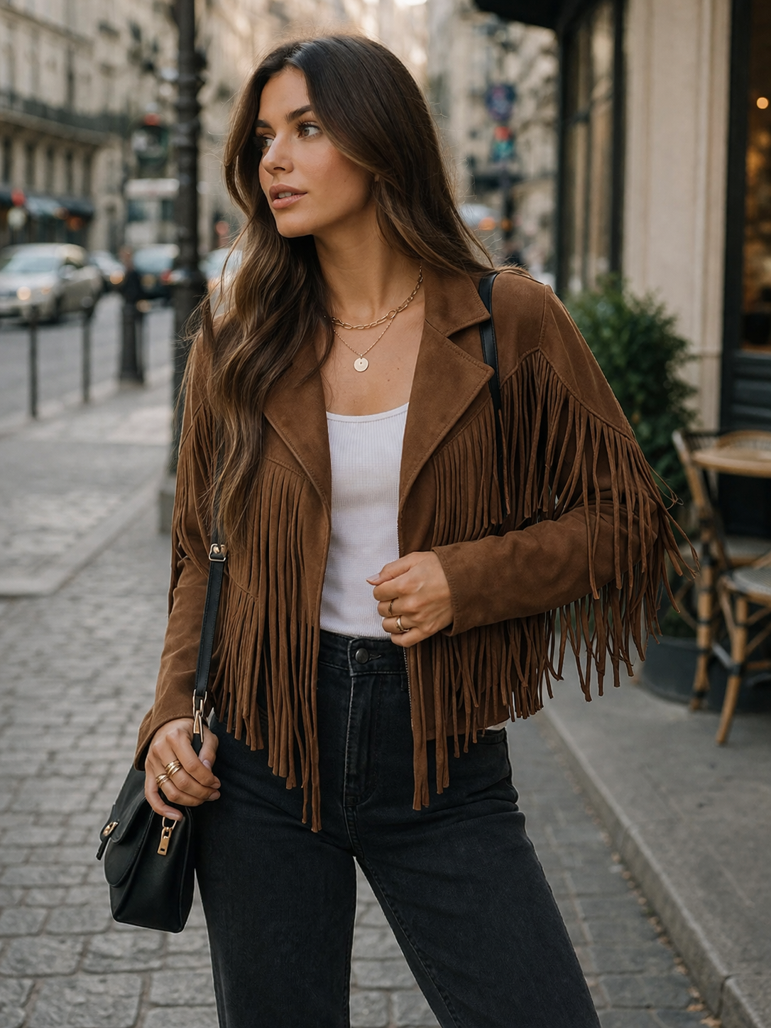 Elise Women's Suede Blazer - styled view