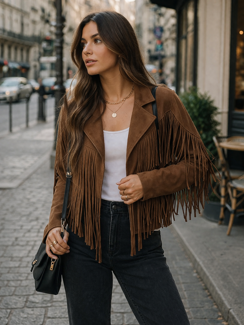 Elise Women's Suede Blazer | Brown