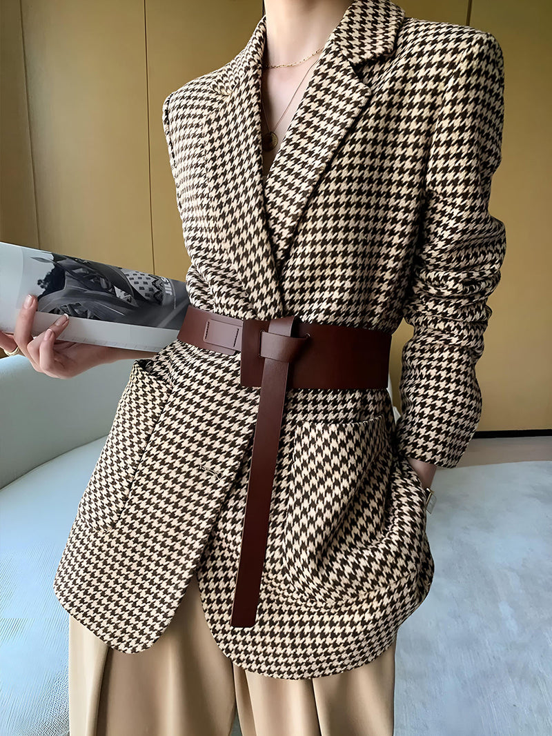 Odette Women's Blazer | Houndstooth, Long Sleeve