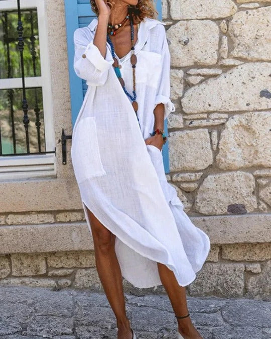 Elise Women's Linen Dress - front view