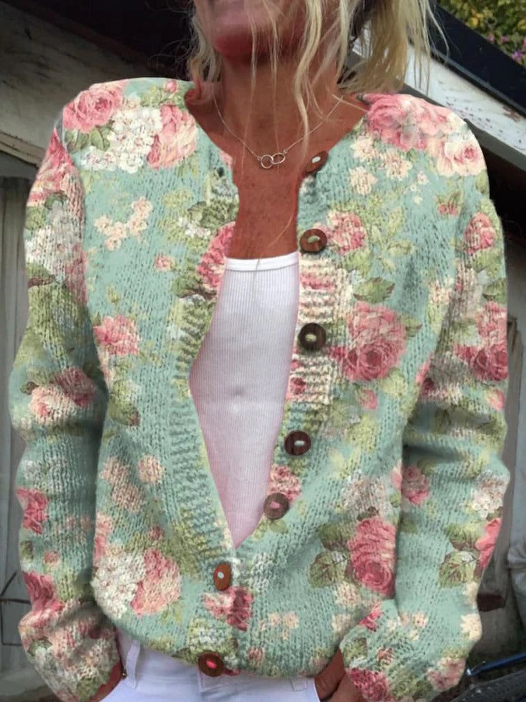 Nell Women's Floral Cardigan - back view