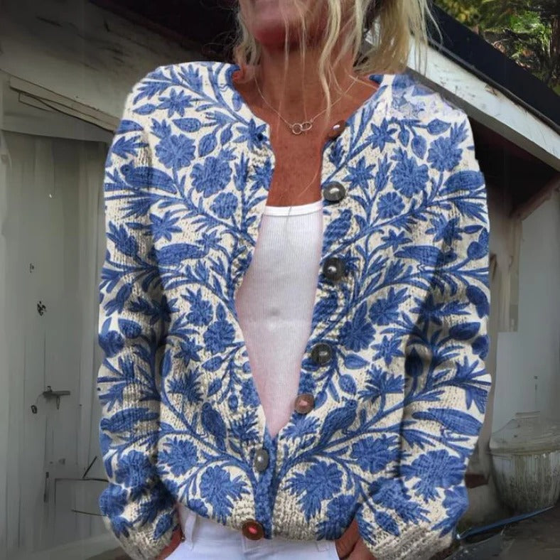 Nell Women's Floral Cardigan - front view
