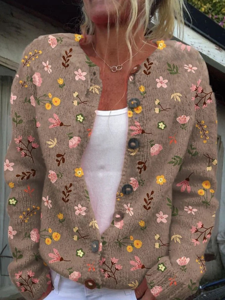 Lena Women's Floral Cardigan - back view
