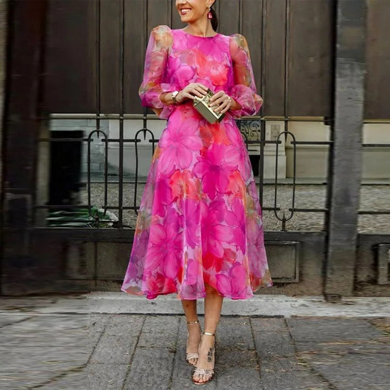Lena Women's Floral Midi Dress - front view