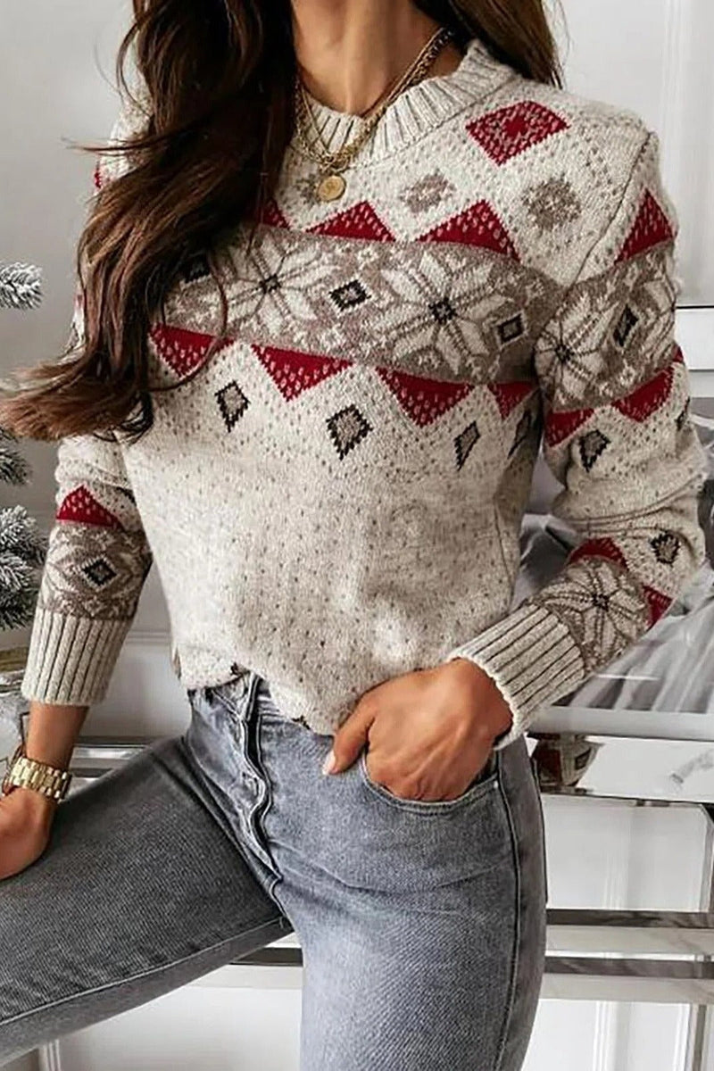Lumi Women's Sweater | Geometric, Round Neck