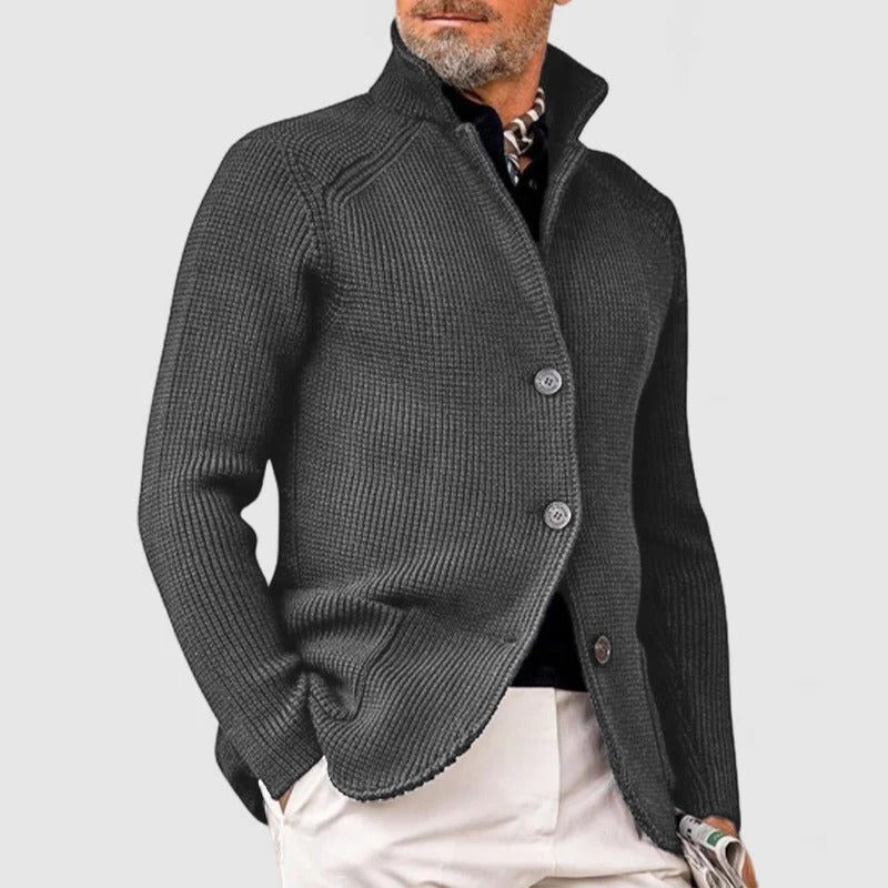 Dorian Men's Cardigan - fabric and finish detail