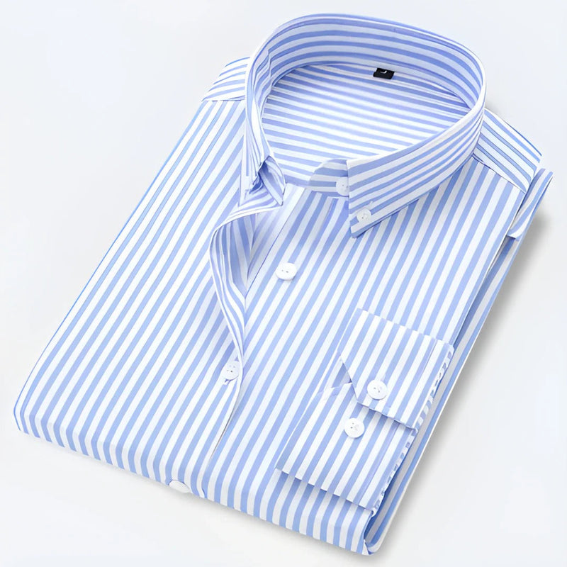 Xavier Men's Striped Shirt - fabric and finish detail