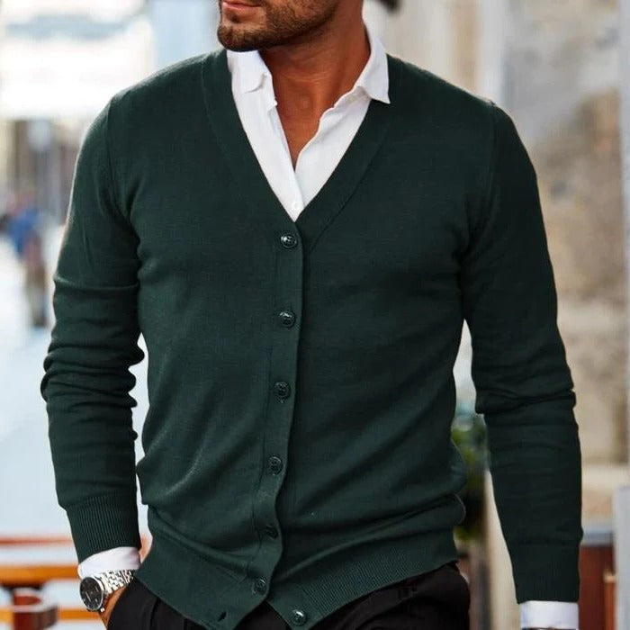 Nolan Men's Cardigan - fabric and finish detail