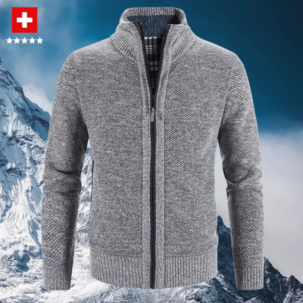 Kester Men's Cardigan - fabric and finish detail